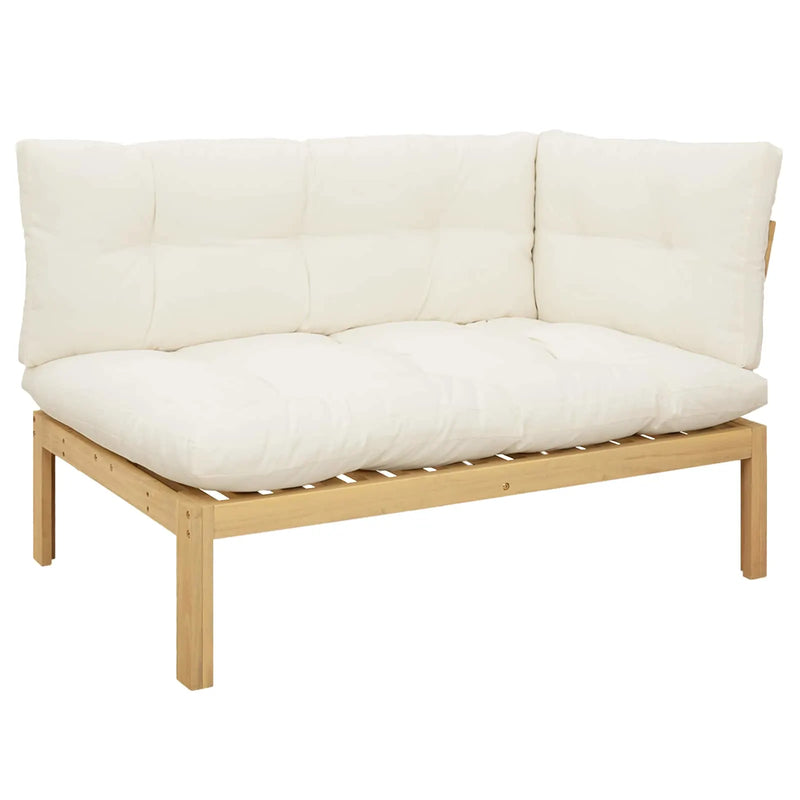 Corner Sofa Unit Light Acacia and Cream White 132 x 92 x 82 cm