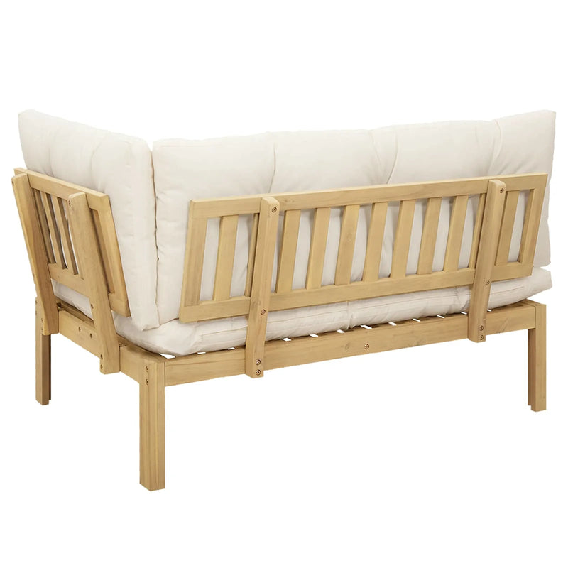 Corner Sofa Unit Light Acacia and Cream White 132 x 92 x 82 cm