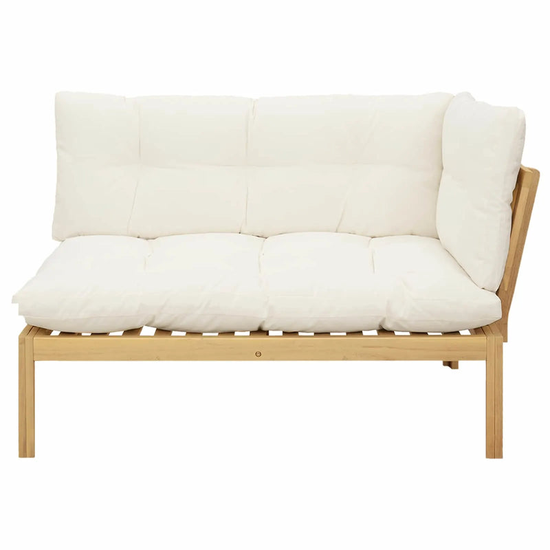 Corner Sofa Unit Light Acacia and Cream White 132 x 92 x 82 cm