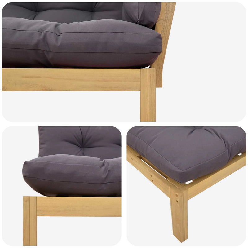 Corner Sofa Unit Light Acacia and Dark Grey 132 x 92 x 82 cm