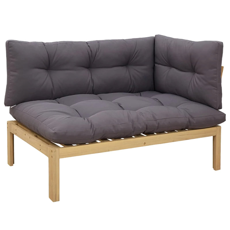 Corner Sofa Unit Light Acacia and Dark Grey 132 x 92 x 82 cm