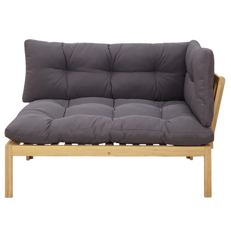 Corner Sofa Unit Light Acacia and Dark Grey 132 x 92 x 82 cm