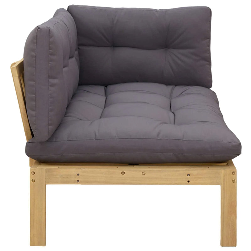 Corner Sofa Unit Light Acacia and Dark Grey 132 x 92 x 82 cm