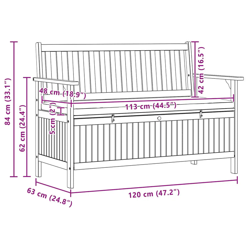 Storage Bench with Cushion with Storage 120 x 63 x 84 cm