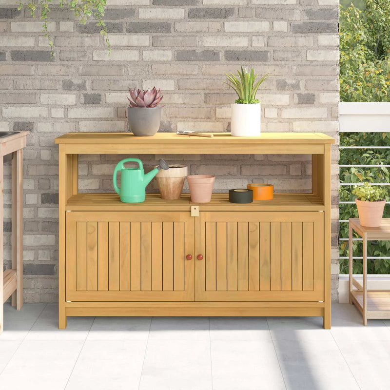 Garden Console Table with Storage Light acacia 110 x 35 x 75 cm