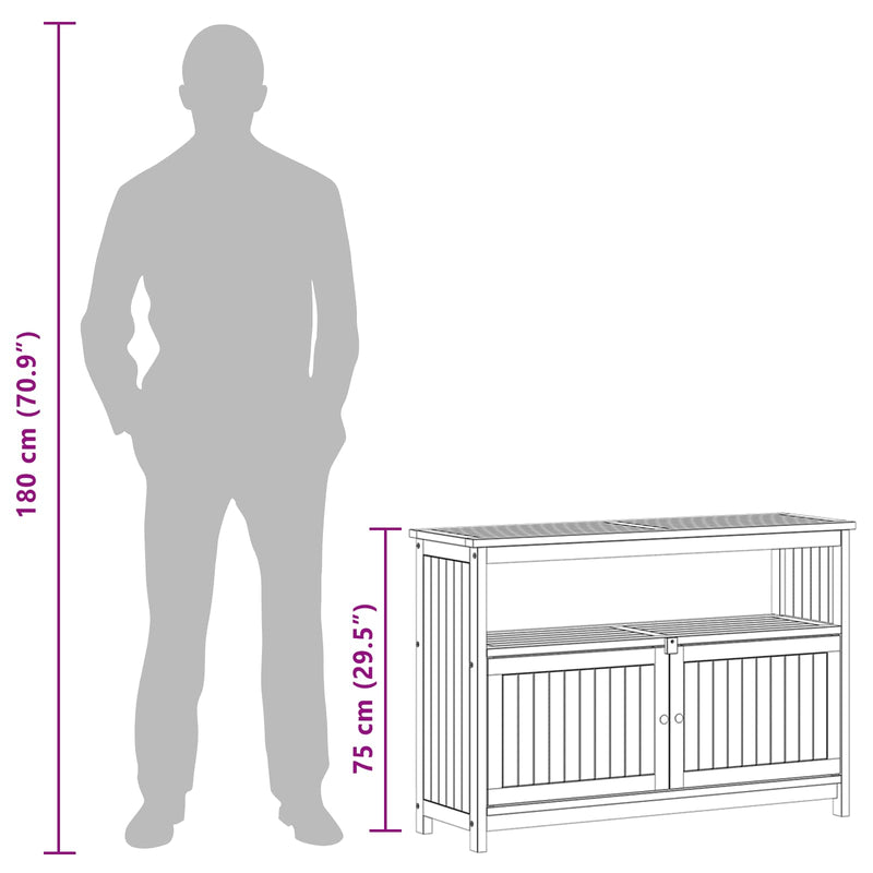 Garden Console Table with Storage Light acacia 110 x 35 x 75 cm