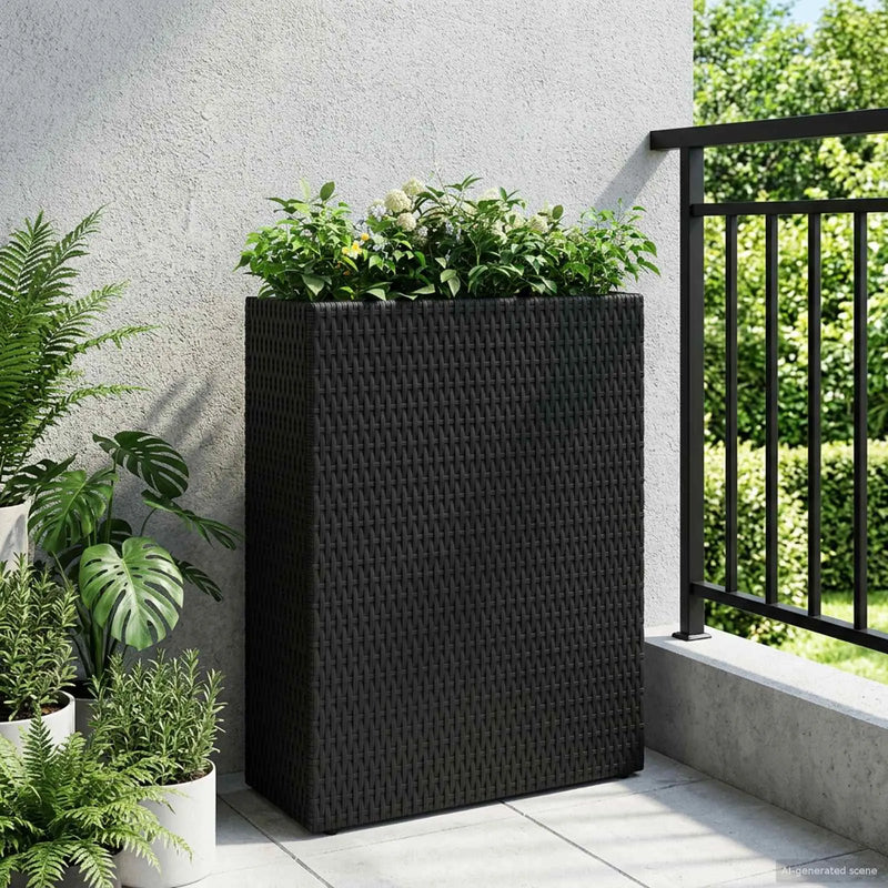 Tall Planter Black 55 x 22 x 70 cm Poly Rattan