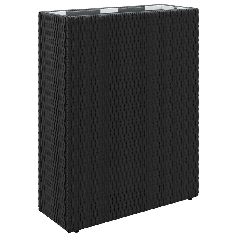 Tall Planter Black 55 x 22 x 70 cm Poly Rattan