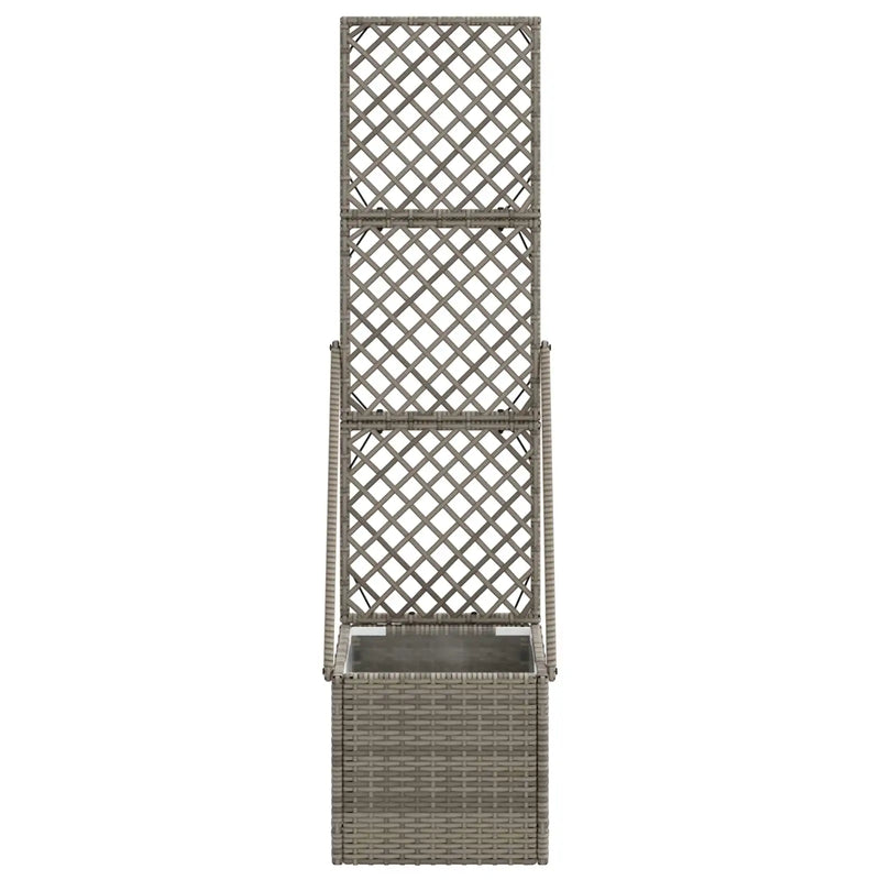 Garden Planter with Trellis Grey 35 x 30 x 135 cm Poly Rattan
