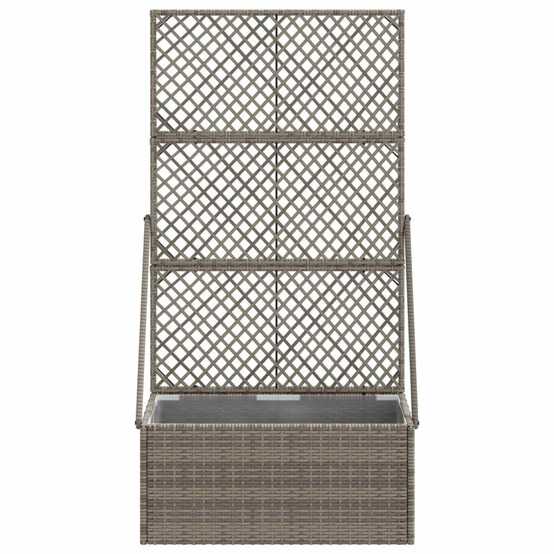 Garden Planter with Trellis Grey 70 x 30 x 135 cm Poly Rattan