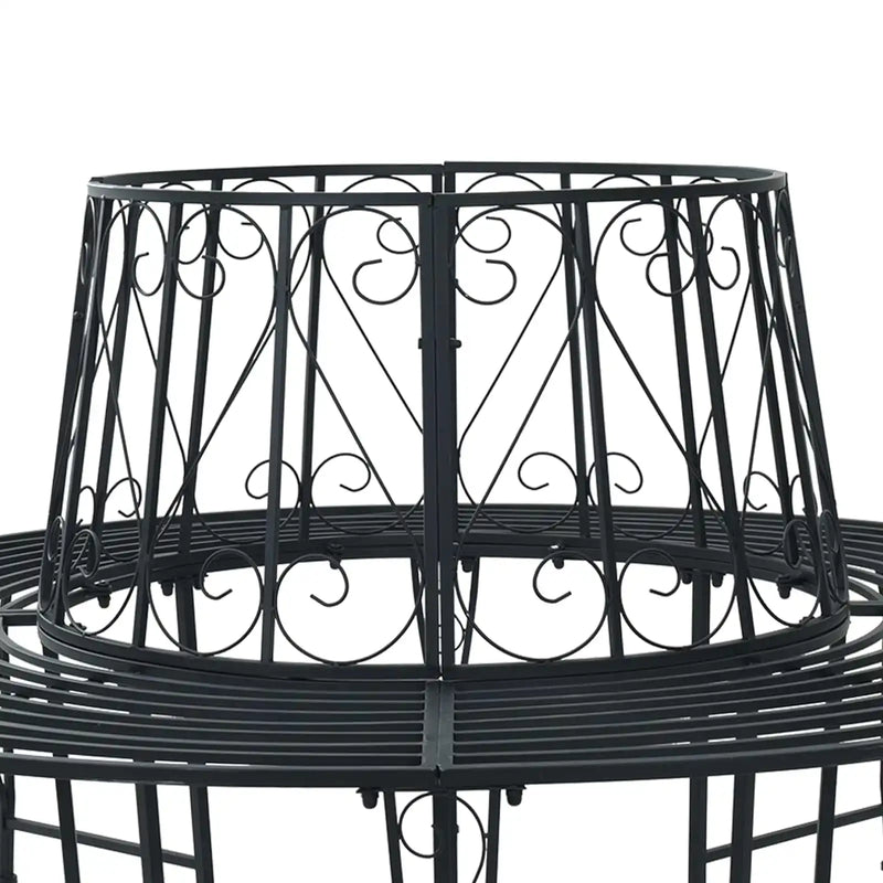 Tree Bench �� 160 x 89 cm Steel Black Round