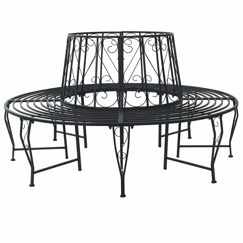 Tree Bench �� 160 x 89 cm Steel Black Round