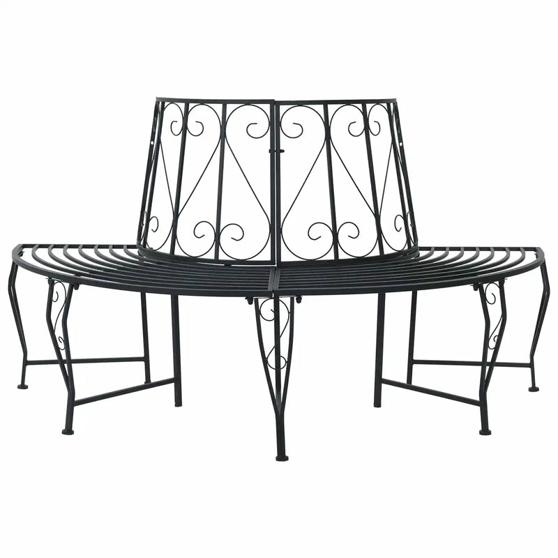 Tree Bench 4-Seater 160 x 80 x 89 cm Steel Black Half-round
