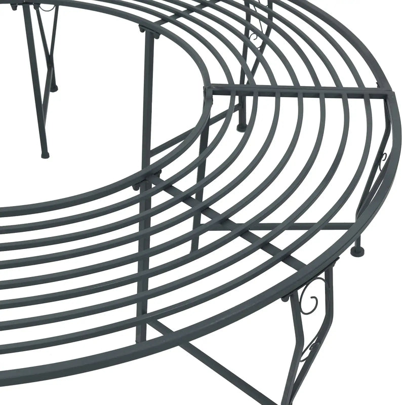 Tree Bench 8-Seater �� 160 x 44 cm Steel Silver Grey Round