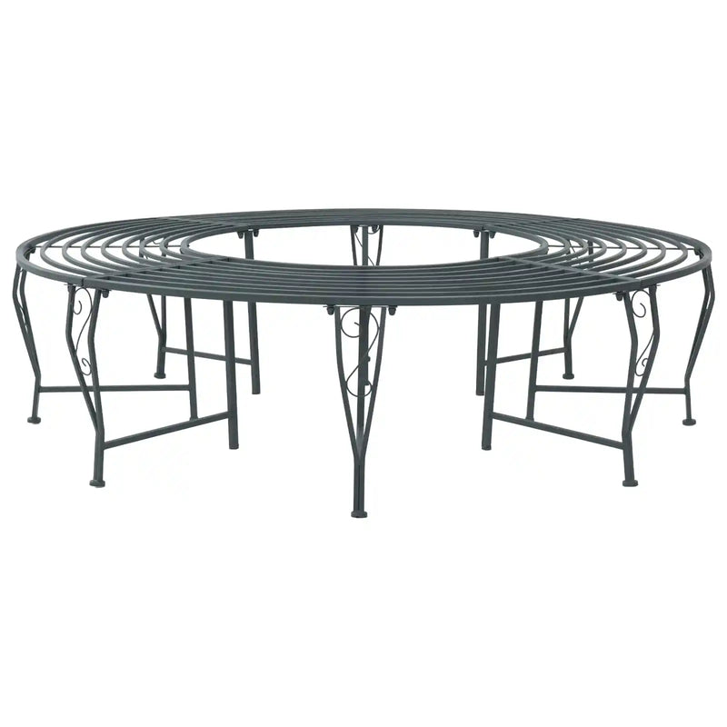 Tree Bench 8-Seater �� 160 x 44 cm Steel Silver Grey Round