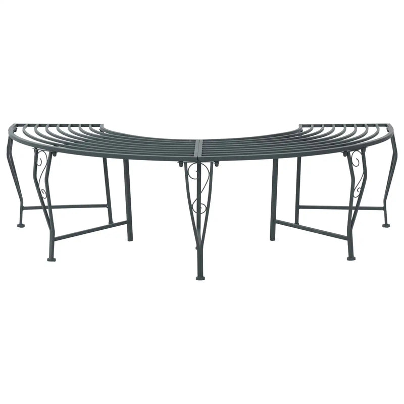 Tree Bench 4-Seater 160 x 80 x 44 cm Steel Silver Grey