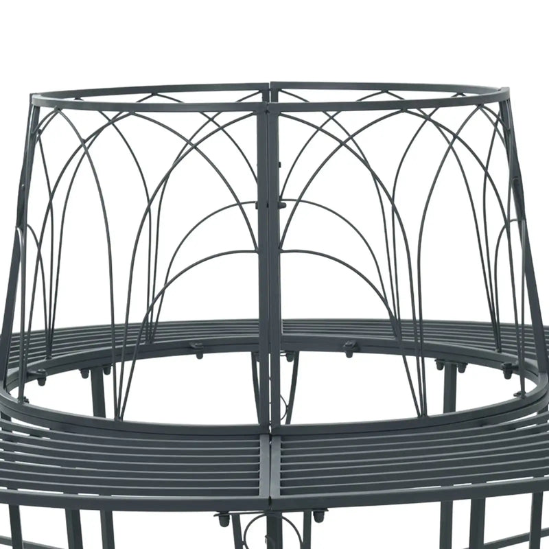 Tree Bench 8-Seater �� 160 x 89 cm Steel Silver Grey Round