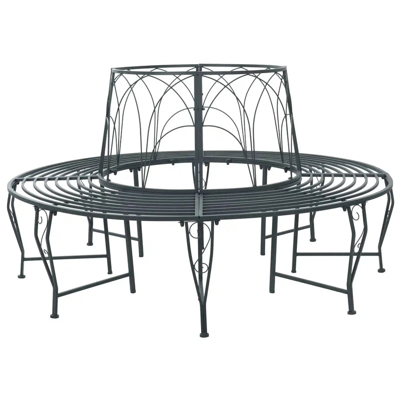 Tree Bench 8-Seater �� 160 x 89 cm Steel Silver Grey Round