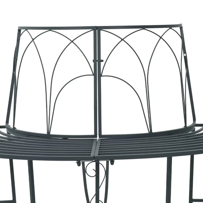 Tree Bench 4-Seater 160 x 80 x 89 cm Steel Silver Grey