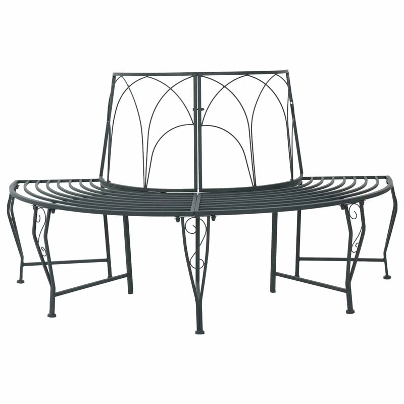 Tree Bench 4-Seater 160 x 80 x 89 cm Steel Silver Grey