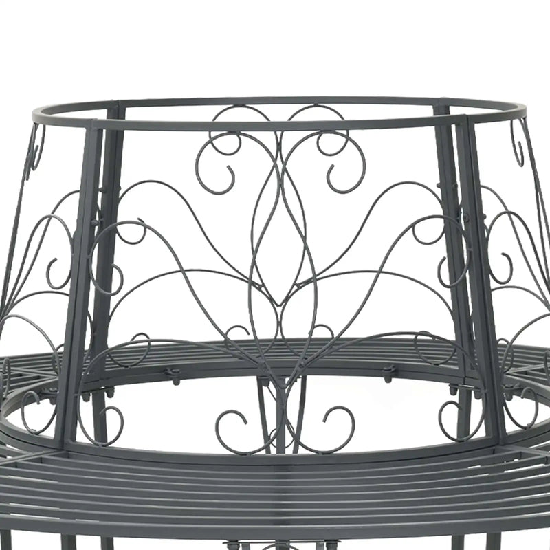Tree Bench 8-Seater �� 160 x 89 cm Steel Silver Grey Round