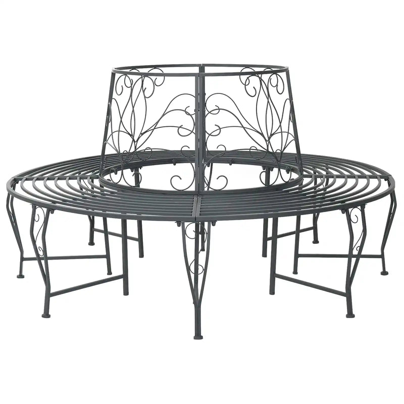 Tree Bench 8-Seater �� 160 x 89 cm Steel Silver Grey Round