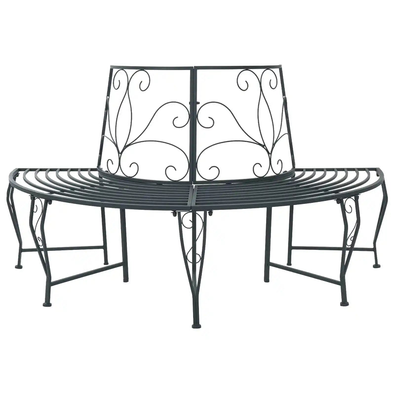 Tree Bench 4-Seater 160 x 80 x 89 cm Steel Silver Grey