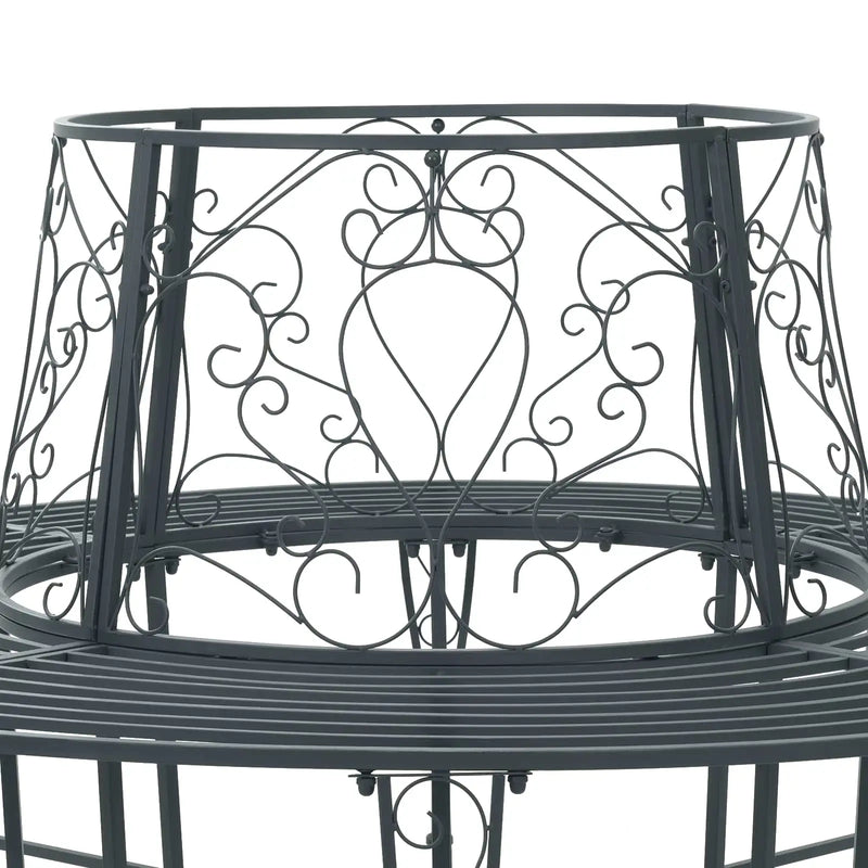 Tree Bench 8-Seater �� 160 x 89 cm Steel Silver Grey Round