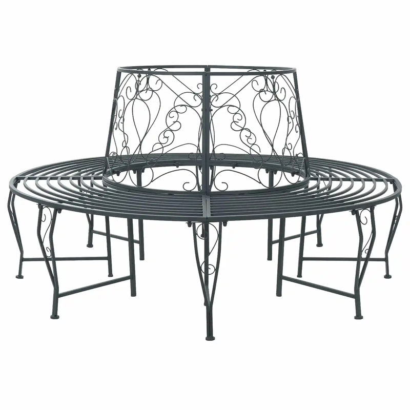 Tree Bench 8-Seater �� 160 x 89 cm Steel Silver Grey Round