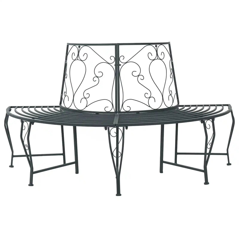 Tree Bench 4-Seater 160 x 80 x 89 cm Steel Silver Grey