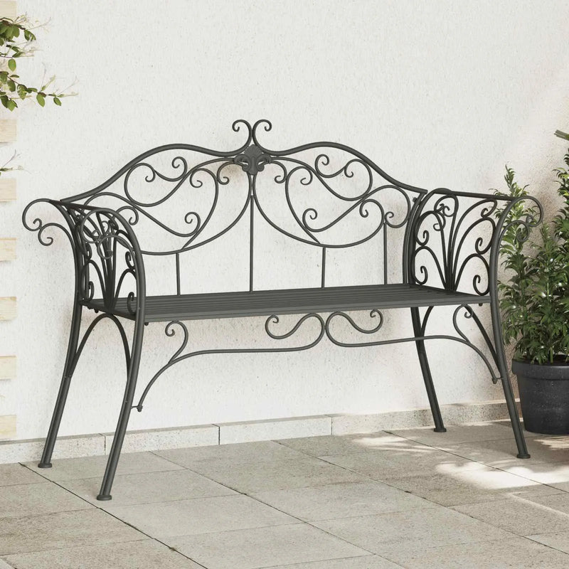 Garden Bench 2-Seater 130 x 47 x 90 cm Steel Silver Grey