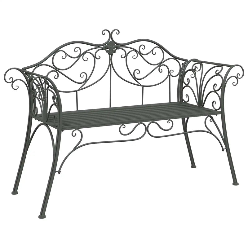 Garden Bench 2-Seater 130 x 47 x 90 cm Steel Silver Grey