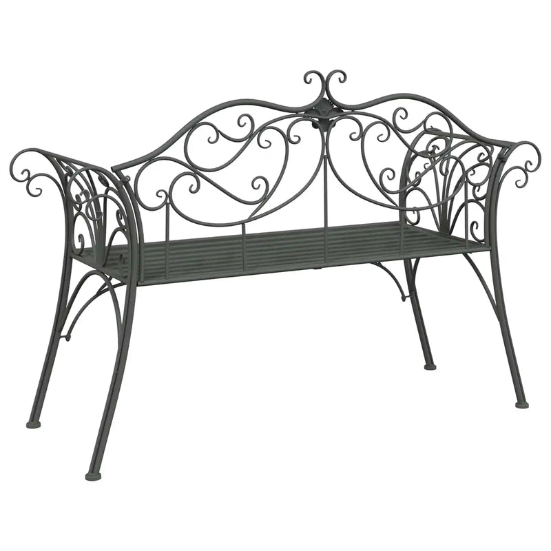 Garden Bench 2-Seater 130 x 47 x 90 cm Steel Silver Grey
