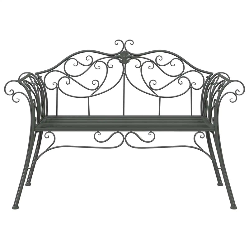 Garden Bench 2-Seater 130 x 47 x 90 cm Steel Silver Grey