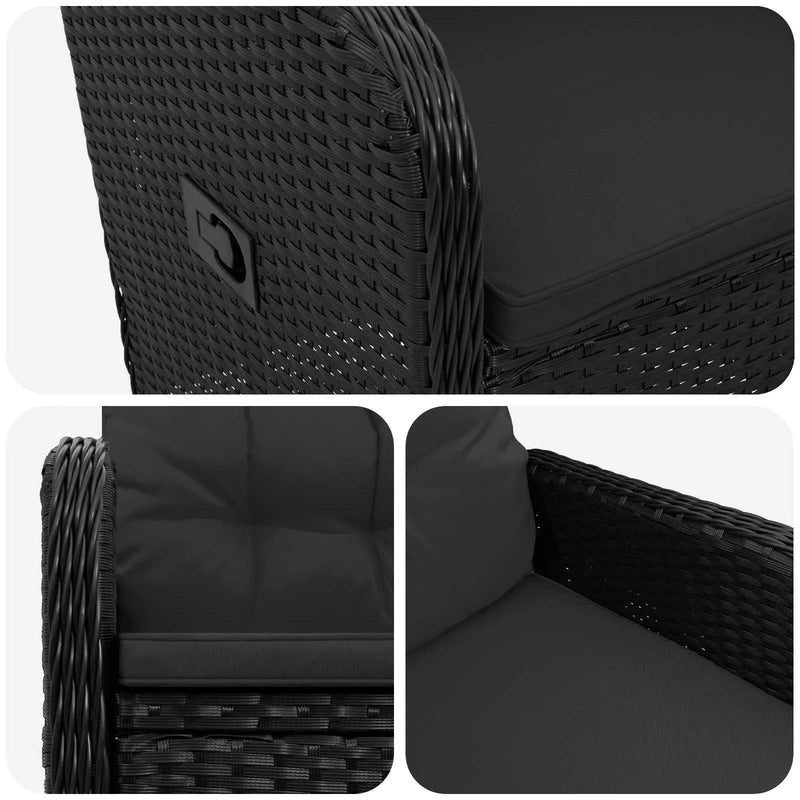 Reclining Garden Chair Black 57 x 63 x 94 cm Poly Rattan