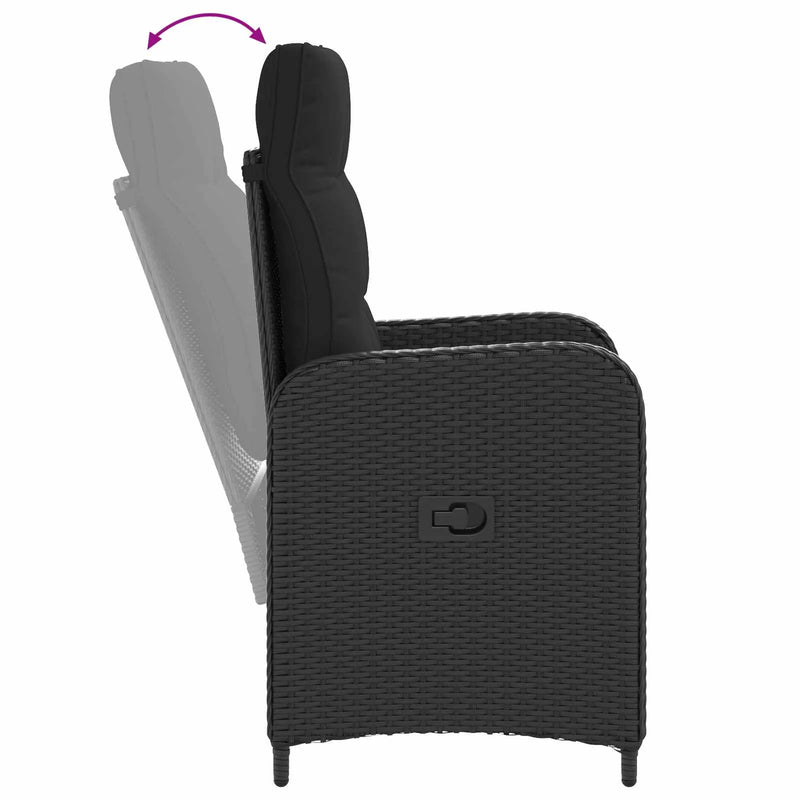 Reclining Garden Chair Black 57 x 63 x 94 cm Poly Rattan