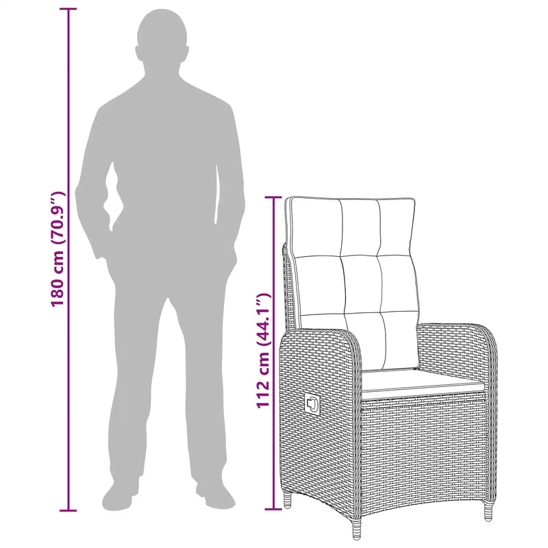 Reclining Garden Chair Black 57 x 63 x 94 cm Poly Rattan