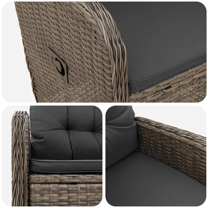 Reclining Garden Chair Grey and Dark Grey