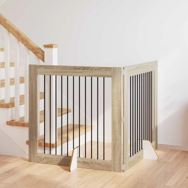 Dog Gate with Stands 2 pcs Sonoma Oak 100 x 100 cm