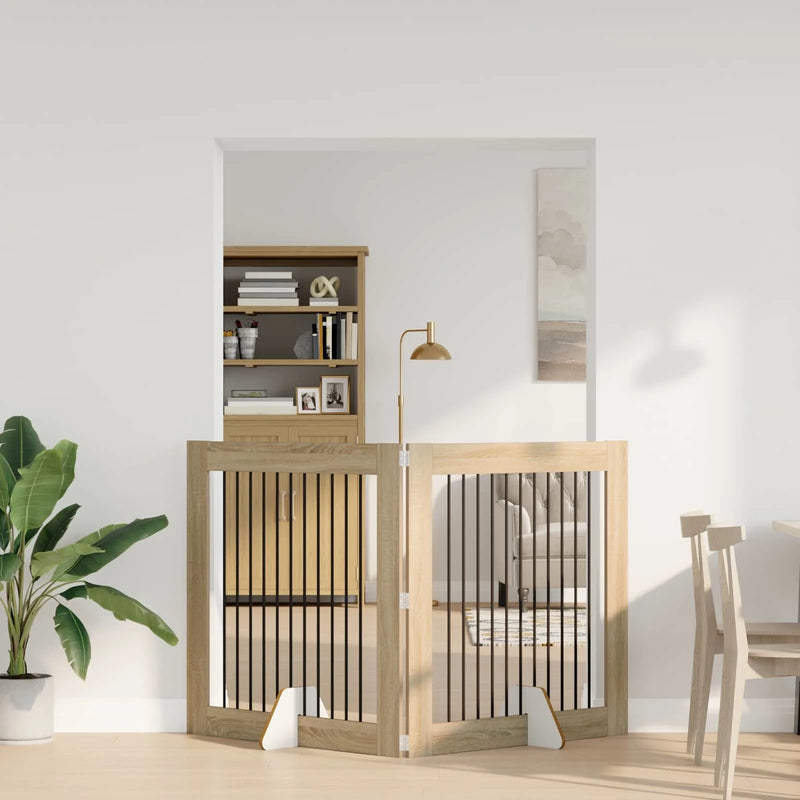 Dog Gate with Stands 2 pcs Sonoma Oak 100 x 100 cm