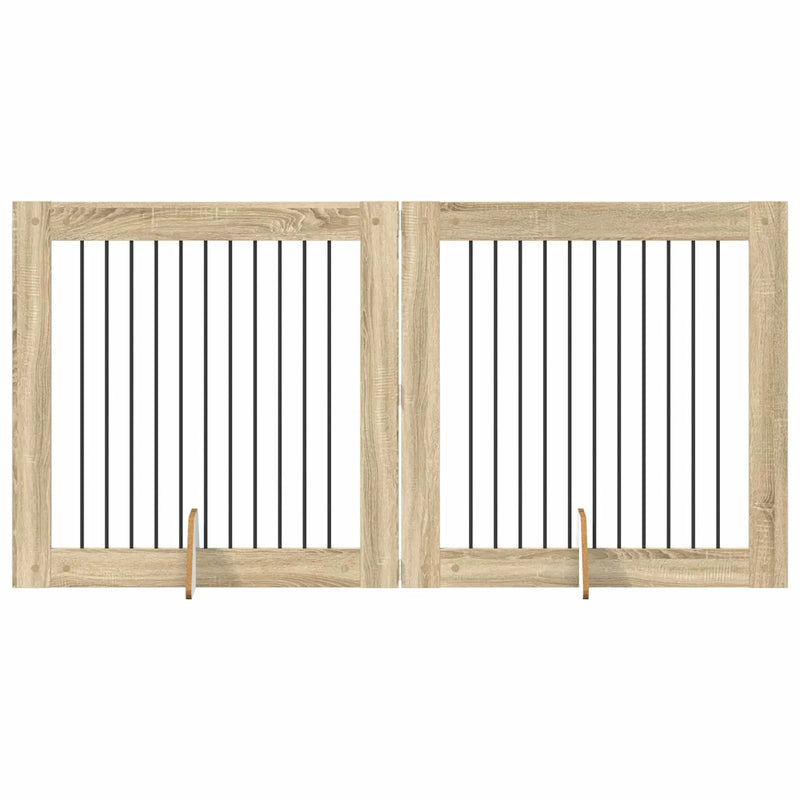 Dog Gate with Stands 2 pcs Sonoma Oak 100 x 100 cm