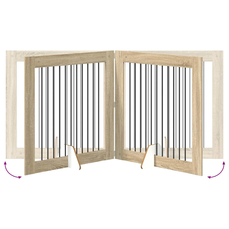 Dog Gate with Stands 2 pcs Sonoma Oak 100 x 100 cm