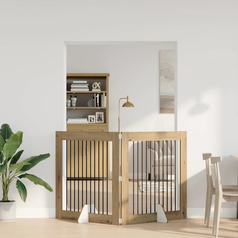 Dog Gate with Stands 2 pcs Artisan Oak 100 x 100 cm