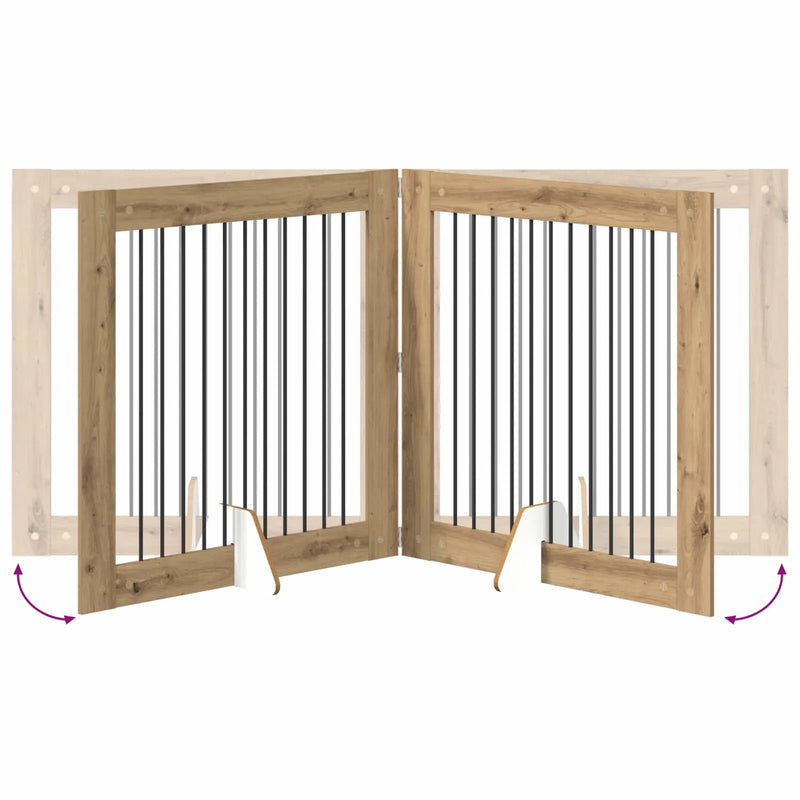 Dog Gate with Stands 2 pcs Artisan Oak 100 x 100 cm