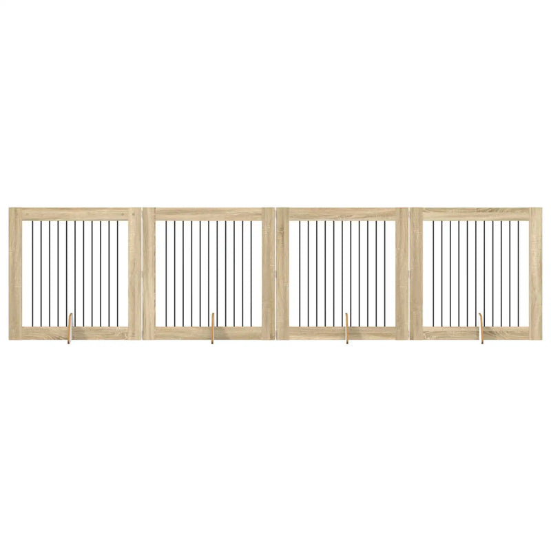Dog Gate with Stands 4 pcs Sonoma Oak 100 x 100 cm