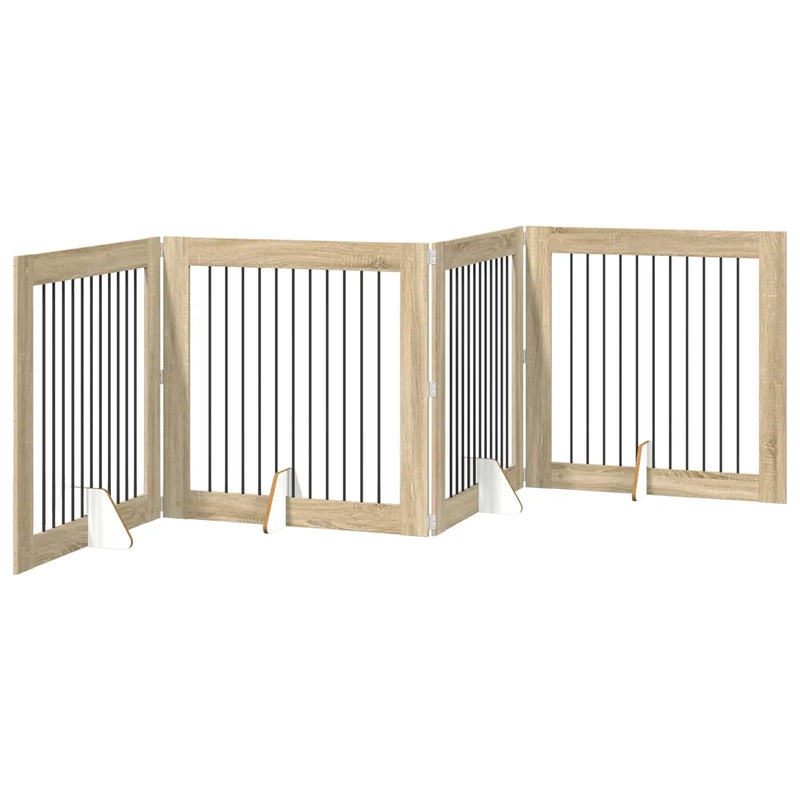 Dog Gate with Stands 4 pcs Sonoma Oak 100 x 100 cm