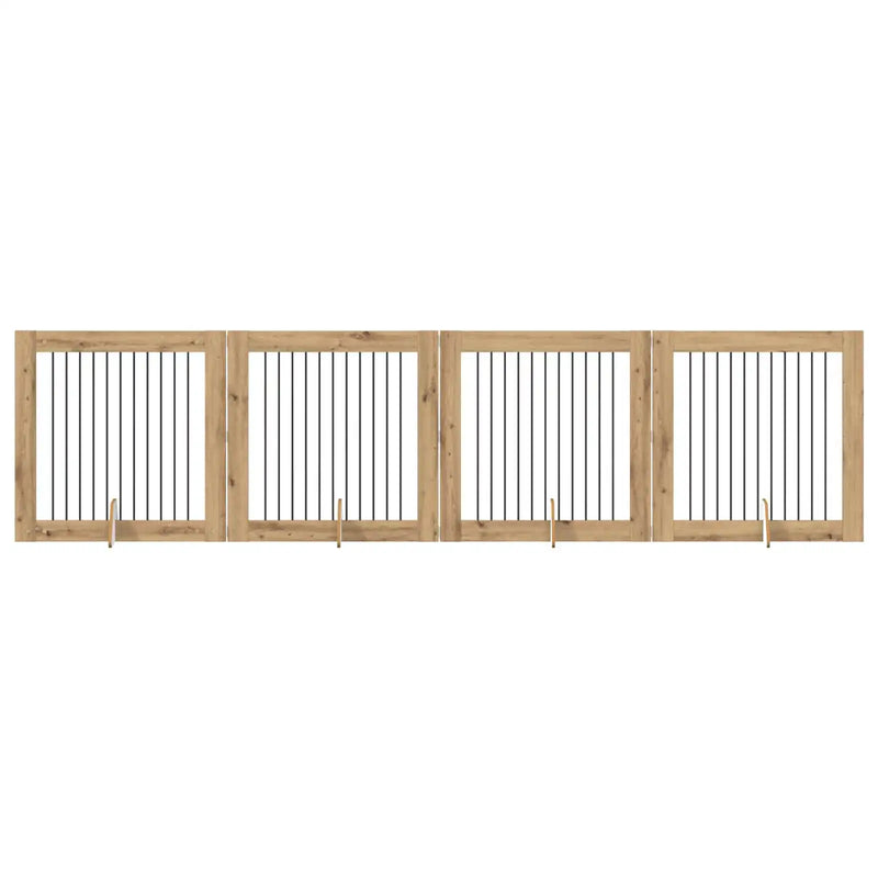 Dog Gate with Stands 4 pcs Artisan Oak 100 x 100 cm