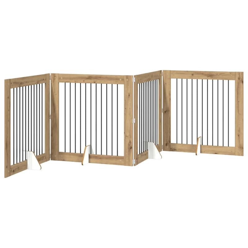 Dog Gate with Stands 4 pcs Artisan Oak 100 x 100 cm
