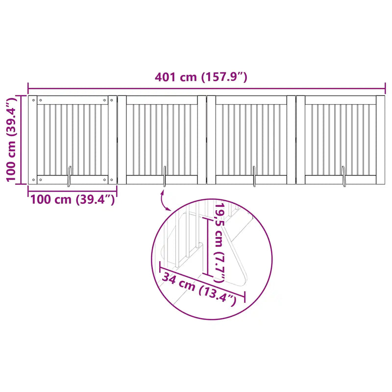 Dog Gate with Stands 4 pcs Artisan Oak 100 x 100 cm
