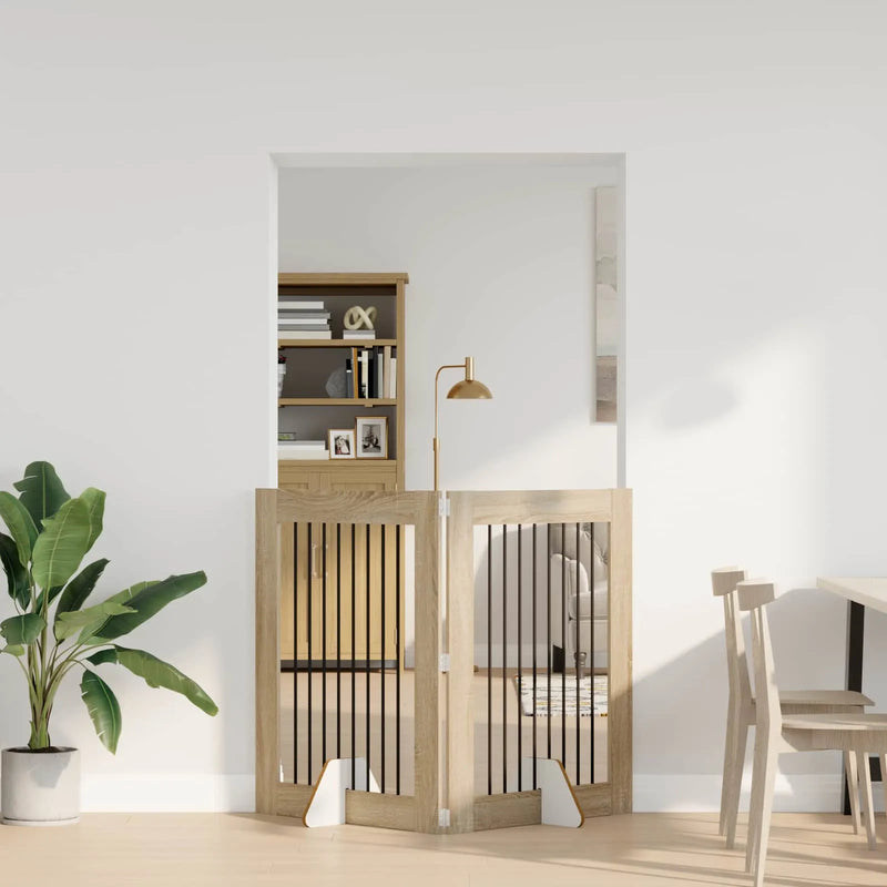 Dog Gate with Stands 2 pcs Sonoma Oak 80 x 100 cm